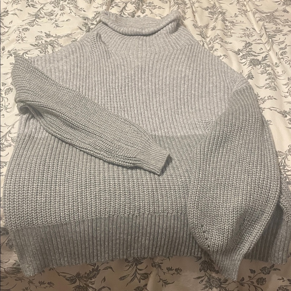 American Eagle Outfitters Light Gray Knit Sweater